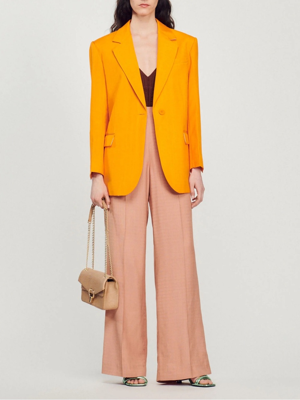 Sandro Harper orange one-button blazer jacket 36 4-6 new with tags